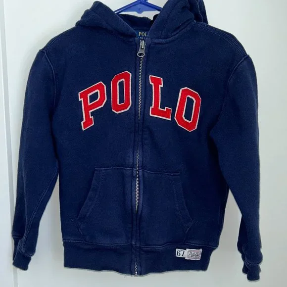Polo Ralph Lauren full zip hoodie with felt letters boy's sz EUC